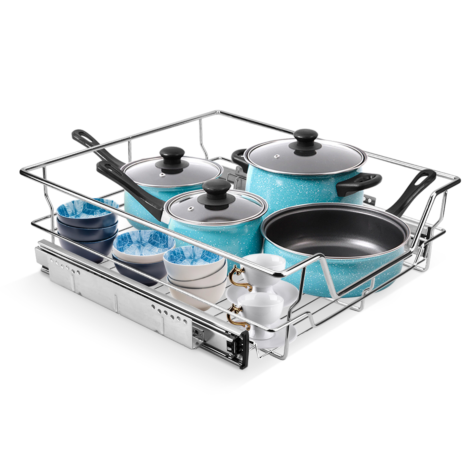 EBTOOLS Kitchen Sliding Organizer, Pull Out Wire Storage Basket