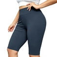 thumbnail image 3 of Women's Plus Size Yoga Workout Shorts, High Waist Butt Lifting Elastic Waistband, Solid Active Shorts for Running Gym Training | TruHer,Dark Gray 2XL, 3 of 8