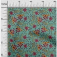 thumbnail image 1 of oneOone Viscose Jersey Fabric Leaves & Floral Block Printed Fabric 1 Yard 60 Inch Wide, 1 of 5