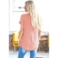 thumbnail image 5 of Wenseny Women Round Neck T-shirt Short Sleeves Loose Fit Tunic Blouse Tops Coral XL, 5 of 6