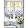 thumbnail image 4 of Purple Spring Floral Sheer Curtains 45 Inch Length 2 Panels Set, Watercolor Elegant Pastoral Flowers Voile Window Treatment Rod Pocket Small Kitchen Curtains Drapes for Bedroom 52"x45"x2, 4 of 7