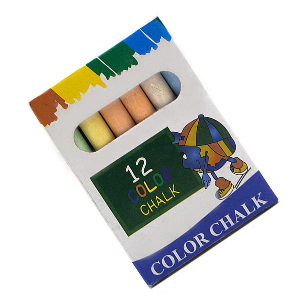 12pcs Dustless White Chalks Kids Drawing Pen Non-toxic School Office Chalk Learning Tool, Colorful