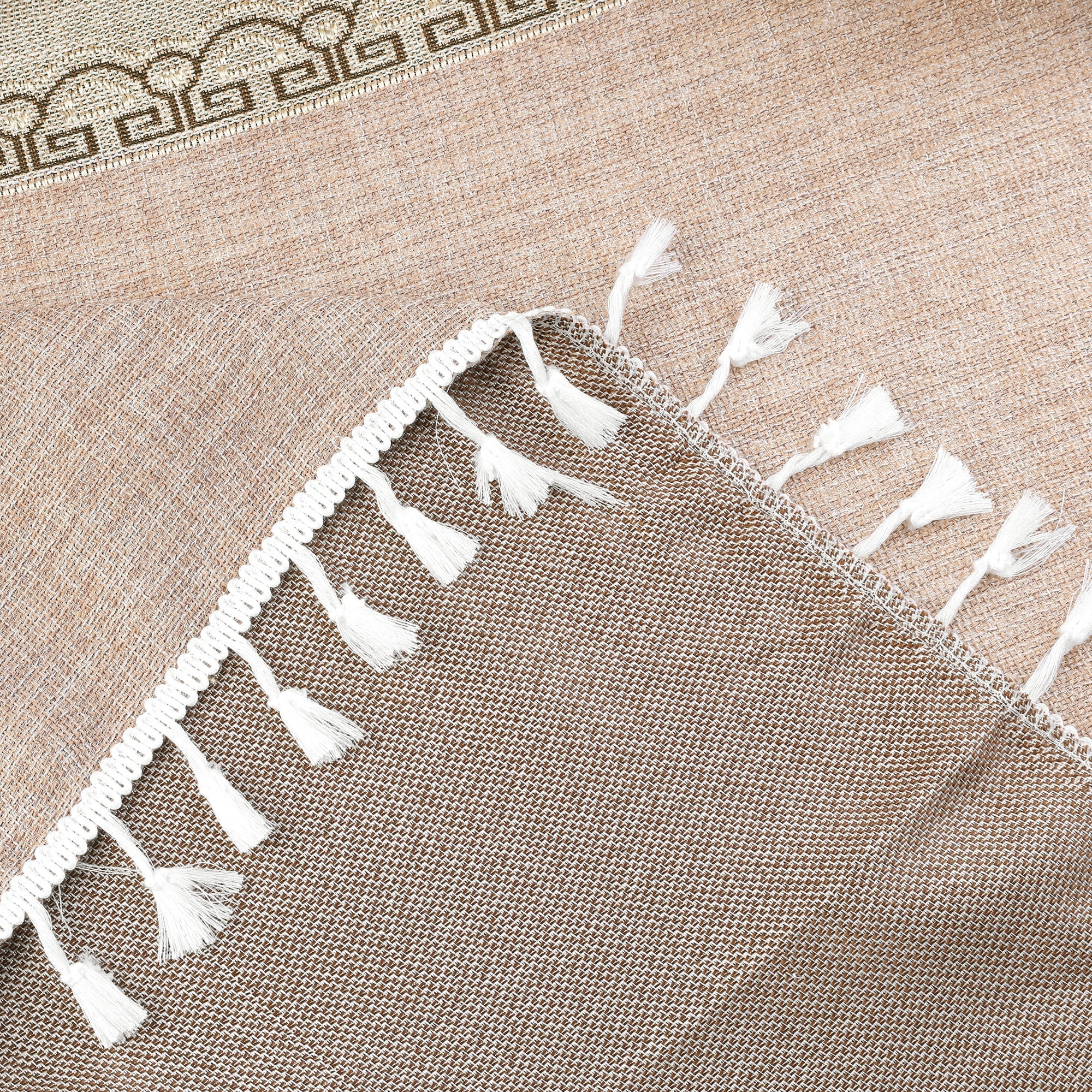 Unique Bargains Rustic Tablecloth Cotton Linen Waterproof Table Cover with Tassels, Garden Coffee 55"x87"