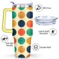 thumbnail image 3 of 40oz Classic Dot Aesthetic Design Stainless Steel Flip Straw Tumbler Spill Proof Travel Cup Double Wall Vacuum Insulated Coffee Mug with Top Handle, 3 of 6