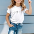 thumbnail image 2 of NINGMENG Hauts et T-Shirts pour Filles, Été, Imprimé Lettre, Col Rond, Manches Courtes, Ample, Décontracté, Blanc, 8-9 Ans, 2 of 4