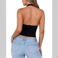 thumbnail image 5 of Women Halter Deep V Neck Backless Crop Tank Top Open Back Sleeveless Slim Fit Y2k Summer Tops, 5 of 5