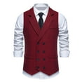 thumbnail image 3 of Xcmzpl Men's Herringbone Tweed Vest Double Breasted Lapel Collar Sleeveless with Pockets Business Meeting, 3 of 10