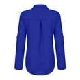 thumbnail image 5 of HAiming Women's Long Sleeve Shirts Solid Color V Neck Loose Comfortable Pullover Tops Casual Work Office Blouse, 5 of 7