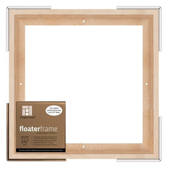 Ampersand Art Floaterframe, Bold Edge, 1-1/2", 12" x 12", Maple