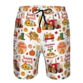 thumbnail image 3 of Honeii's Fall Farm Pumpkin Print Men's Casual Shorts with Drawstring，Swim Trunks Quick Dry Beach Shorts, 3 of 5