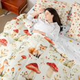 thumbnail image 3 of Manfei Kawaii Wild Fox 7-Piece Bedding Comforter Set,Tropical Botanical Mushroom King Bedding Sets,Rustic Flower Floral Bed Sheets For Girls Teens,Ultra Soft Home Decor Reversible, 3 of 7