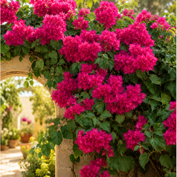 Set of 2 Double Red Bougainvillea Plants 4-6 Inch Tall, Live Tropical Flowering Vine for Patio, Containers and Garden