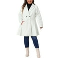 thumbnail image 3 of Agnes Orinda Women's Plus Size Coat A Line Notched Lapel Double Breasted Long Peacoat with Pockets 1X Cream White, 3 of 7