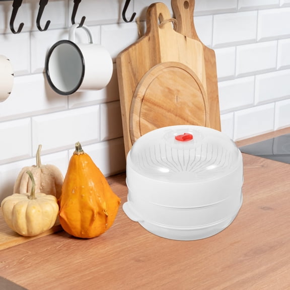 NIAIZEK 2-Tier Vegetable Steamer White 8.5x8.5x4.3 Inch Set Ideal for Family Meals and Beginner Home Cooking