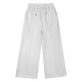 thumbnail image 7 of Letdown Girls' Solid Wide-Leg Lounge Pants, Casual Front Seam Detail Elastic Waist with Drawstring and Pockets for Kids 7-14 Years, 7 of 7