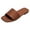 Brown, variant on Women's Flat Sandals Open Toe Leather Classic Slides Non Slip Comfortable Low Block Heeled Slippers Walking Summer Lightweight Beach Shoes Yellow Size 9.5