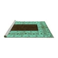 thumbnail image 2 of Ahgly Company Machine Washable Indoor Round Oriental Turquoise Blue Traditional Area Rugs, 6' Round, 2 of 4