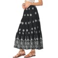 thumbnail image 4 of INSPIRE CHIC Boho Maxi Skirt for Women Ruffle Hem A Line Elastic High Waist Elegant Flowy Flared Long Skirts S Black, 4 of 5