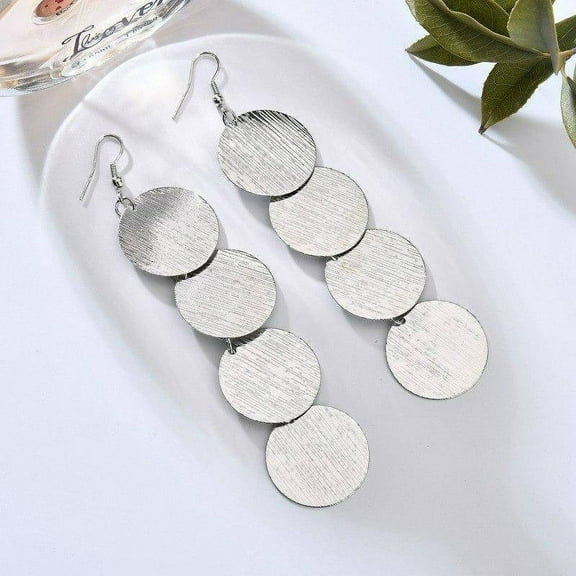 Dangling Burnished Circles Earrings in Gold or Silver