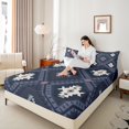 thumbnail image 4 of jejeloiu Rustic Western Aztec Full Size Sheets,Retro Bohemian Geometric Bed Sheets,Blue Vintage Rhombus Sheet Sets For Men Women,Home Decor,4 Pieces, 4 of 7