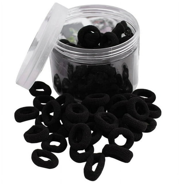 YOPTOP 100PCS Kids Ponytail Holders Solid Color Hair Ties Elastic Hair Bands with Box,black