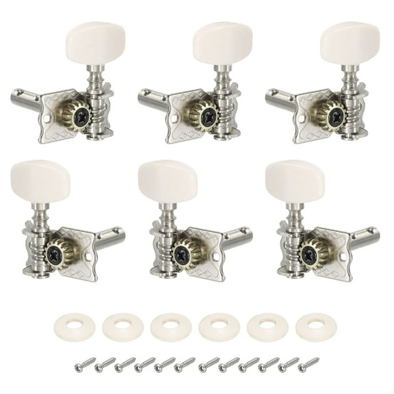 Uxcell Classical Guitar String Tuning Pegs Tuning Keys Tuners Single Hole for Classical Guitar 3L 3R, 6 Pack, Beige