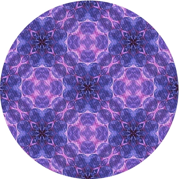 Ahgly Company Machine Washable Indoor Round Transitional Purple Amethyst Purple Area Rugs, 7' Round