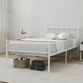 thumbnail image 2 of Pillfn Twin Size Metal Platform Bed Frame with Headboard Footboard Strong Steel Slat Support, White, 2 of 6