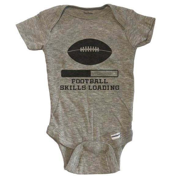 Football Skills Loading Funny Sports Humor Baby Bodysuit - Grey