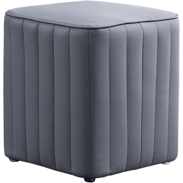 TPARIS Creative Decor Leather Footstool|Small Sofa Stool Square Ottomans with Anti-Slip Feets|Upholstered Footrest for Bedroom Living Room Entryway,Light Blue,Height 33cm(12.9in)