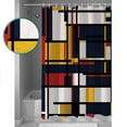 thumbnail image 4 of Abstract Geometric Shower Curtain, 72" x 72", Red Blocks Waterproof Bathroom Curtain Washable Shower Curtain Set with 12 Hooks, 4 of 6