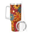 thumbnail image 2 of 40zo Ice Bar Cup With Handle Double Insulation Large Capacity Rust Prevention For Daily Travel And Other Scenes Colorful Floral Pattern Groovy Flowers (2), 2 of 8