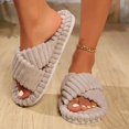 thumbnail image 2 of Zapatillas de casa con banda cruzada de pana a la moda para mujer, chanclas de felpa cálidas para otoño e invierno, zapatillas de algodón de suela blanda para dormitorio interior para mujer, 2 of 5