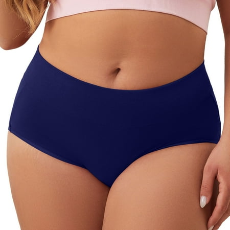 Riforla Women s Underwear Women Solid Sexy Seamless Panties Plus Size Mid High Waist Hollow Breathable Briefs Womens Panties Briefs Blue L