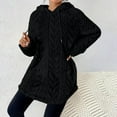 thumbnail image 5 of Fleece Pullover Hoodies Women Fuzzy Long Sleeve Drawstring Hooded Oversized Sweatshirts Textured Cable Knit Cozy Sweaters Soft Comfy Pajamas Loose Casual Fall Winter Clothes, 5 of 9