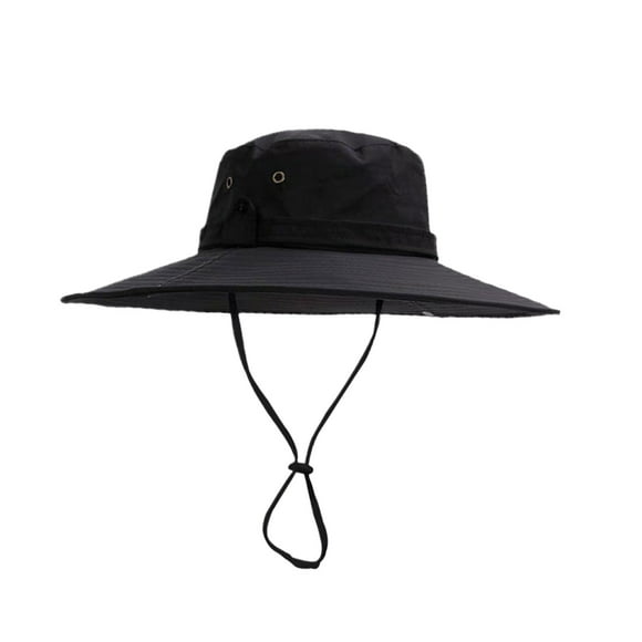 Qarigey Sombrero protector para el sol para hombre, ala plegable y cuerda resistente al viento, sombrero de sol de ala ancha para hombre Sombreros Negro