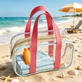 thumbnail image 5 of Macaron Color Clear PVC Cosmetic Tote Bag, Waterproof Transparent Travel Toiletry Organizer, Portable Makeup Bag for Beach Swimming Shower Gym Travel Storage, 5 of 6