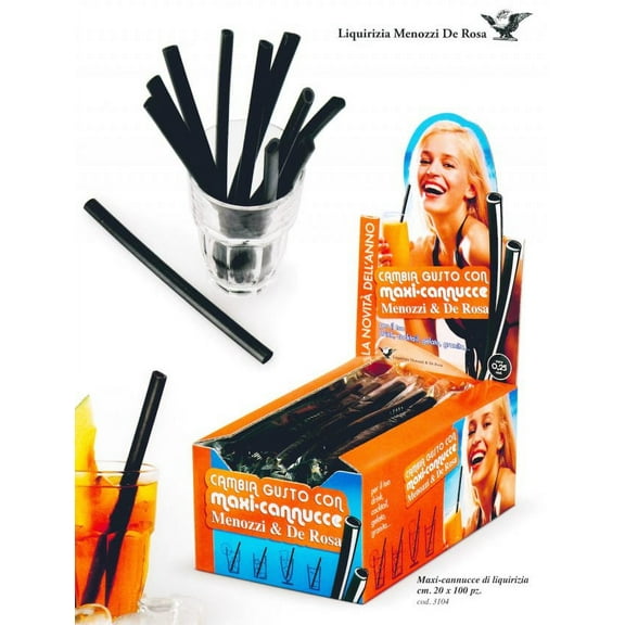 Black Licorice Straw 20cm CANNUCCE MAXI DI LIQUIRIZIA (30 pcs)