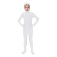thumbnail image 3 of CUZIBR Girls Jumpsuits One-Piece Solid Color Romper Jumpsuit Performance Stage Show Bodysuit Tight Fitting Breathable Comfy Activity Wear,White,12-14 Years, 3 of 3