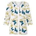 thumbnail image 4 of LEAVINGSUO Blouses for Women Clearance Women's Fashion T-Shirt Floral Printed Lace Three Quarter Sleeve Blouse V-Neck Casual Tops, 4 of 5