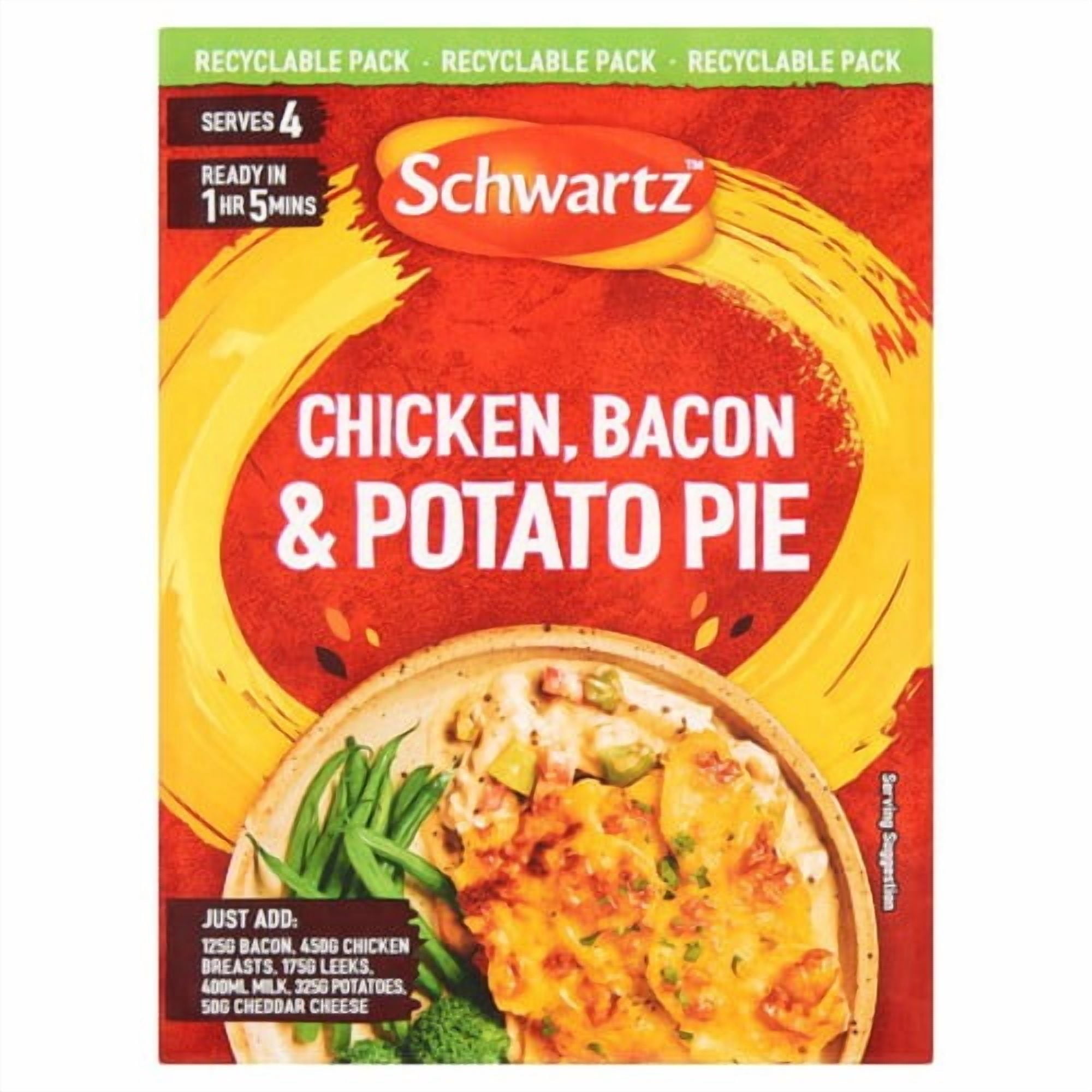 Schwartz Chicken Bacon & Potato Pie 35g, British Import (Pack of 2)