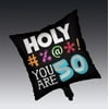 Club Pack of 12 Holy Bleep "You Are 50" Square Metallic Party Balloons 18"