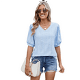 thumbnail image 2 of Womens Puff Short Sleeve Shirt Summer Tops Light Blue XL, 2 of 6