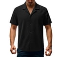 thumbnail image 7 of Wlynlyn Mens Button down Shirts Casual Short Sleeve Textured Summer Vacation Beach Shirts Solid Color Dress Blouses, 7 of 7