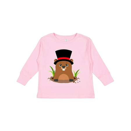 

Inktastic Groundhog Day with Groundhog in Top Hat Gift Toddler Boy or Toddler Girl Long Sleeve T-Shirt