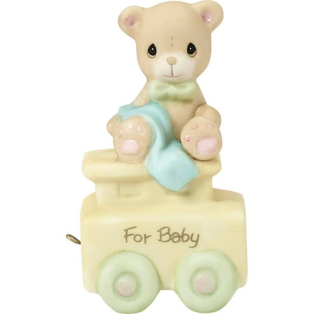 Precious Moments Birthday Train, New Baby, May Your Birthday Be Warm, Bisque Porcelain Figurine, 1 Each