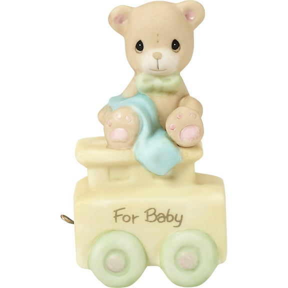 Precious Moments Birthday Train, New Baby, May Your Birthday Be Warm, Bisque Porcelain Figurine, 1 Each