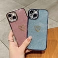 thumbnail image 5 of Compatible with iPhone 13 Glitter Plating Love Heart Case, Cute Luxury Electroplated Bling Sparkly Shiny Case for Women Girls Soft TPU Shockproof Camera Protective Back Cover - Light Blue, 5 of 11