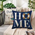 thumbnail image 2 of Nautical Pillow Covers 18x18 Set of 4, Navy Blue Coastal Anchor Navigation Pattern Decorative Pillowcase Summer Ocean Theme Throw Pillow Cover for Home Sofa Outdoor, 2 of 6