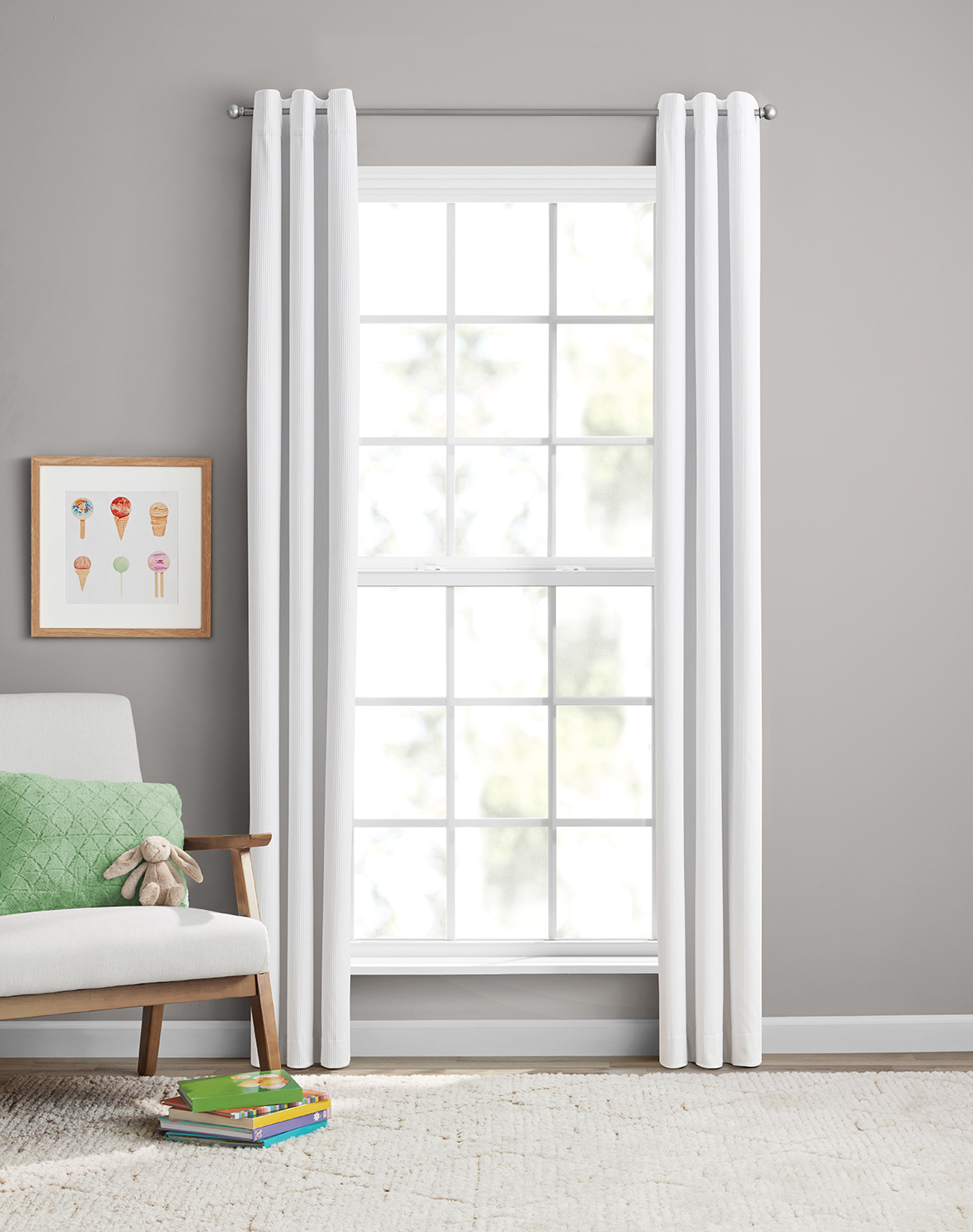 (2 pack) Your Zone Corduroy Blackout Grommet Curtain Panel,1 Panel, White, 38"W x 84"L